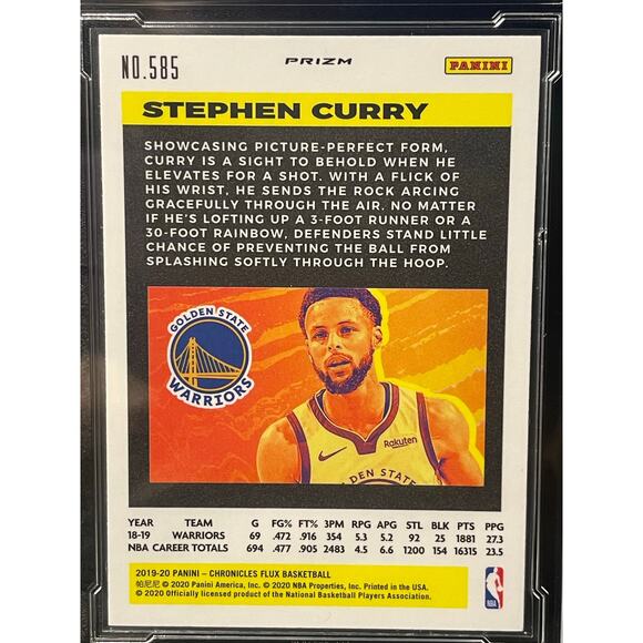 2019 Stephen Curry [Silver] #585 Panini Chronicles ArenaClub Graded GEM MINT 10 - Picture 4 of 4